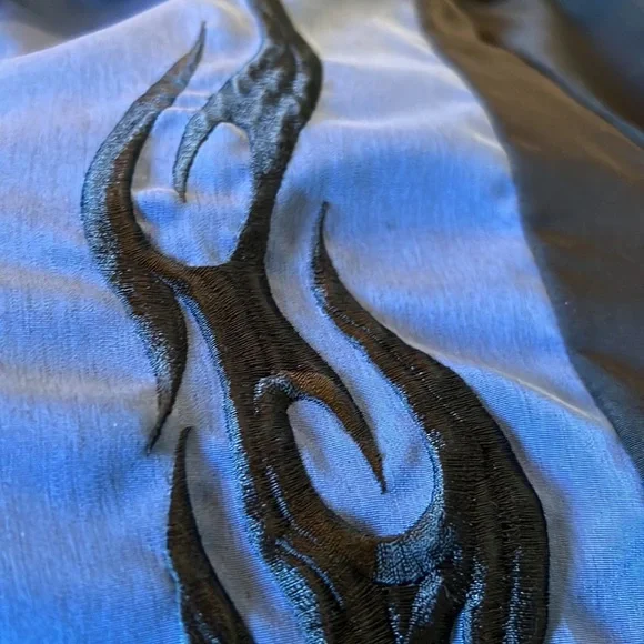 House of Blues Black/Blue Embroidered Flame Button up Men's Shirt Size XL - Picture 3 of 7